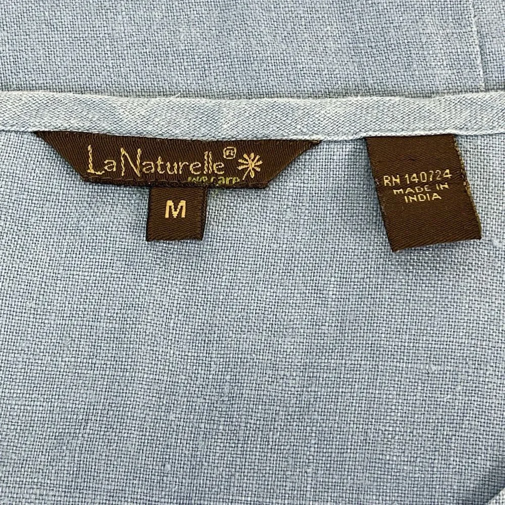 LaNaturelle 100% Linen Chambray ‎ Sleeveless Shift Dress Casual Womens Sz Med - Picture 7 of 11